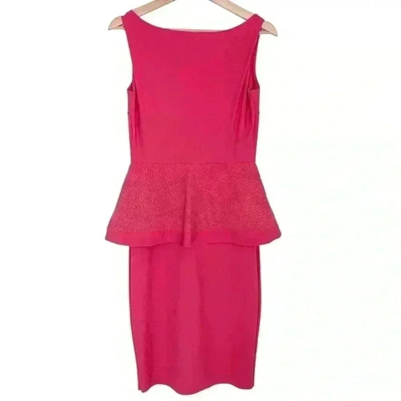 Chiari‎ Boni La Petite Robe Peplum Laser Cut Dress | Pink Peach | SZ 8 - Picture 2 of 14